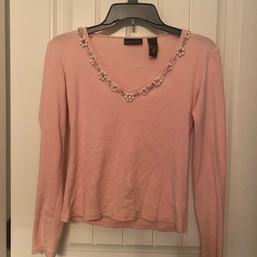 New York & Company Blush Pink Knit Top